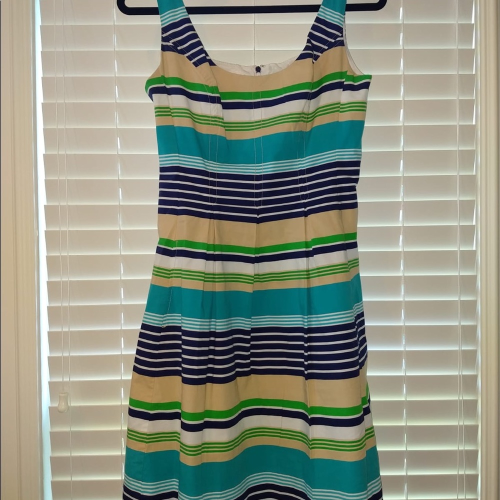 Nine and company fit and flare blue striped dress